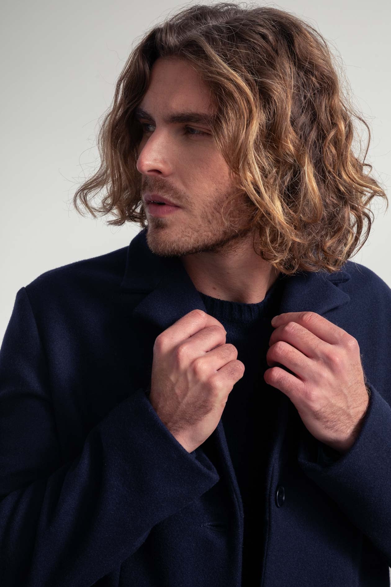 Manteau homme en laine recyclée Gilberto Marine