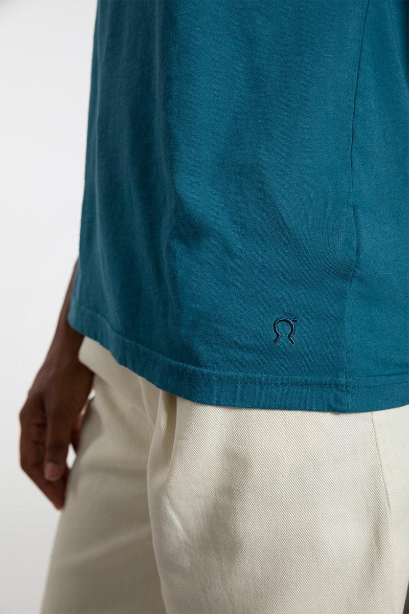 T-shirt basique en coton bio Franca bleu pétrole