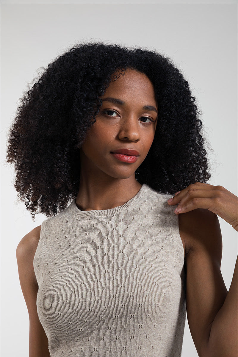 Top sans manches en coton Gianna Beige