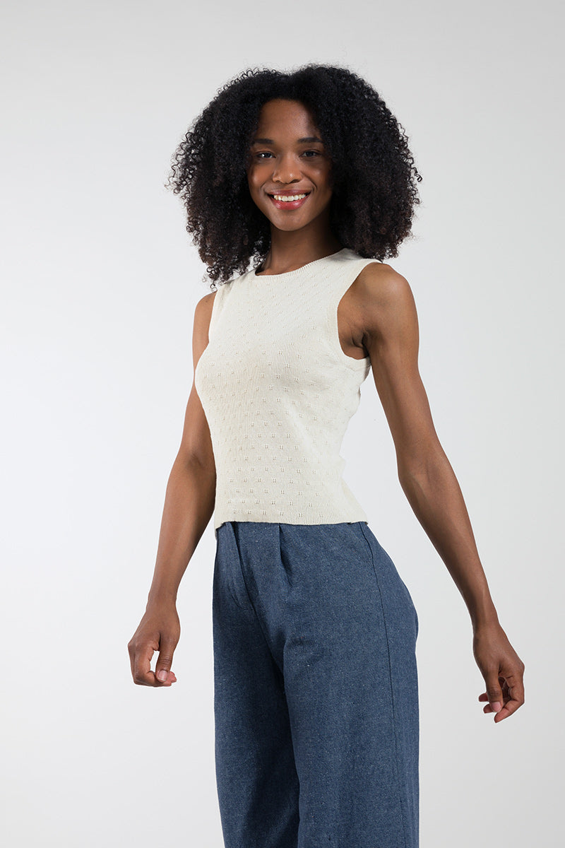 Débardeur femme en coton Gianna Ecru