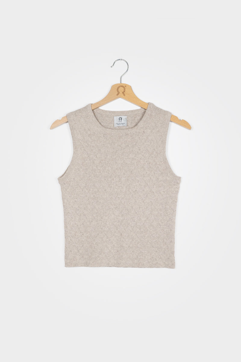 Top sans manches en coton Gianna Beige 