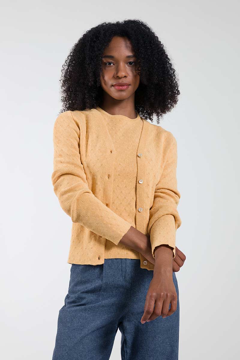 Gilet femme été en coton recyclé Carla orange