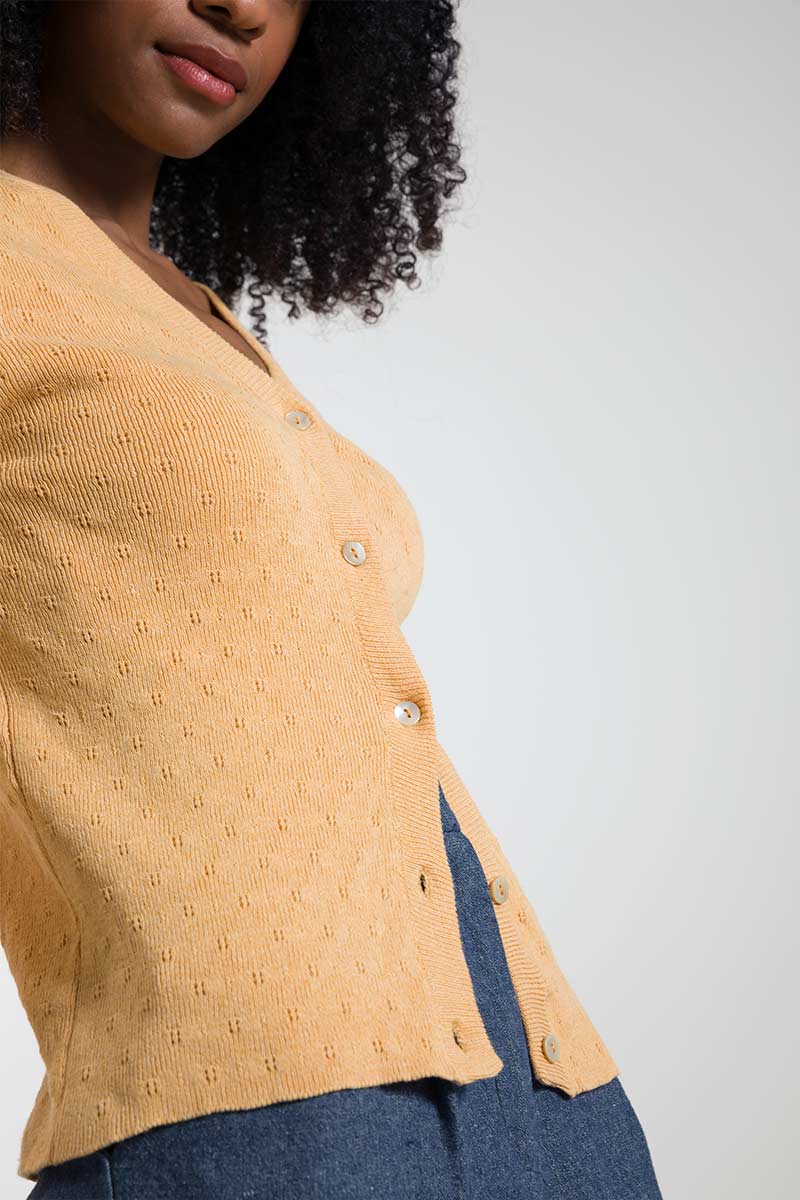 Gilet femme été en coton recyclé Carla orange