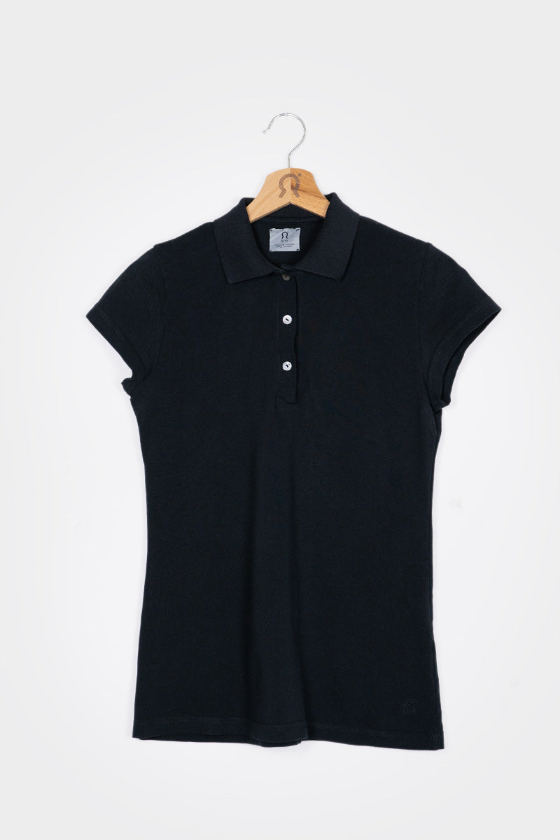 Polo Femme noir en coton bio Rita