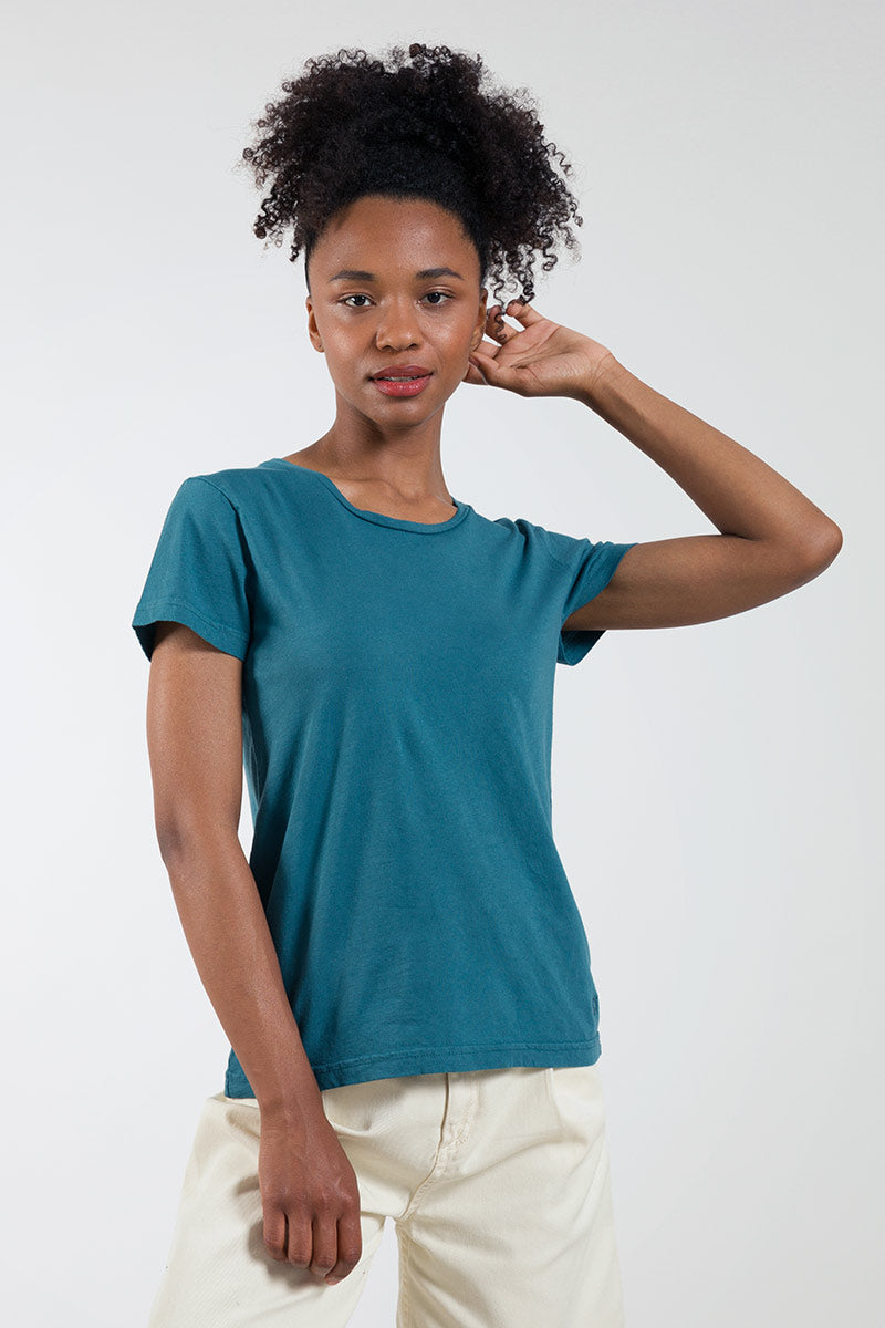 T-shirt basique en coton bio Franca bleu pétrole