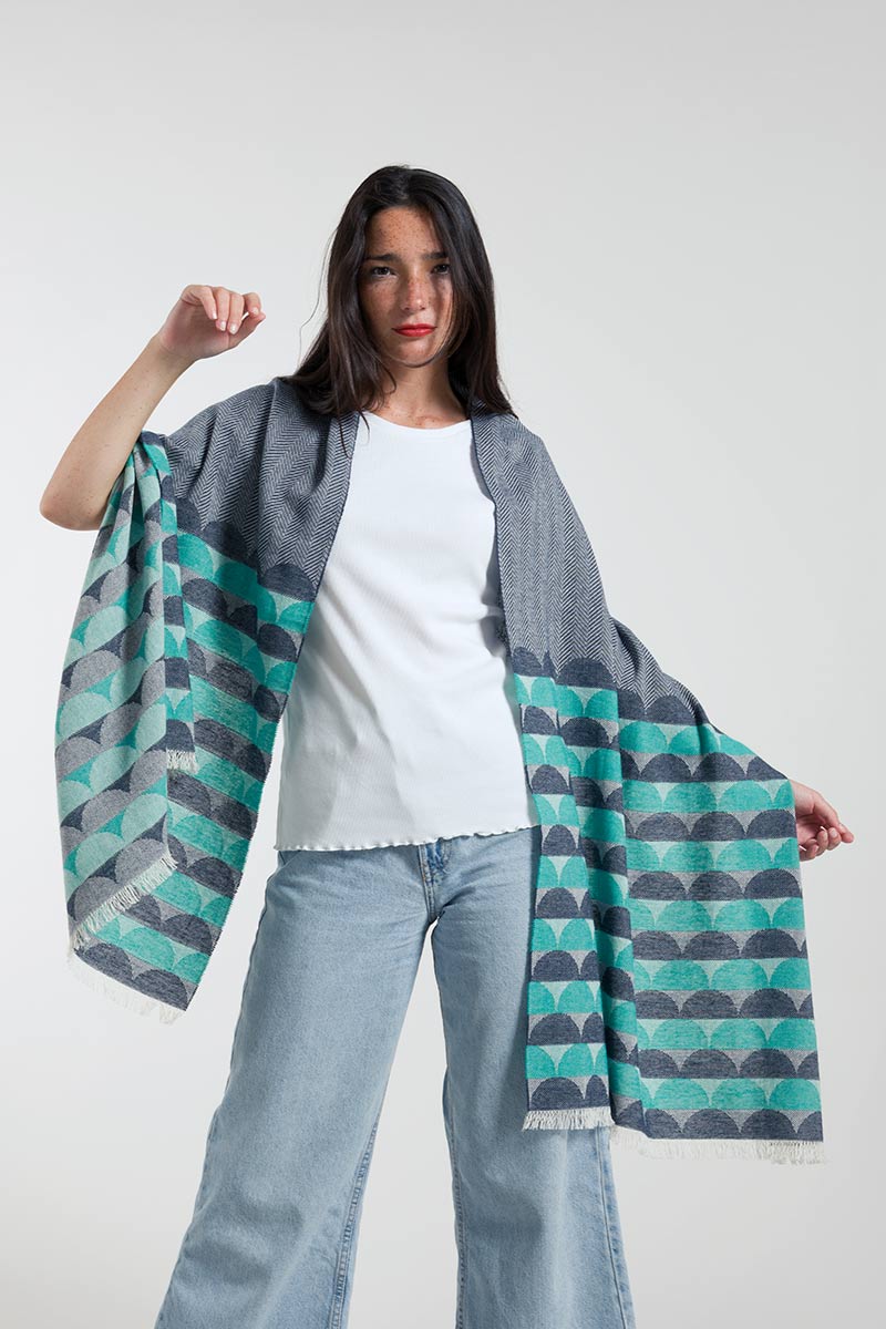 Châle en coton recyclé Pop Turquoise