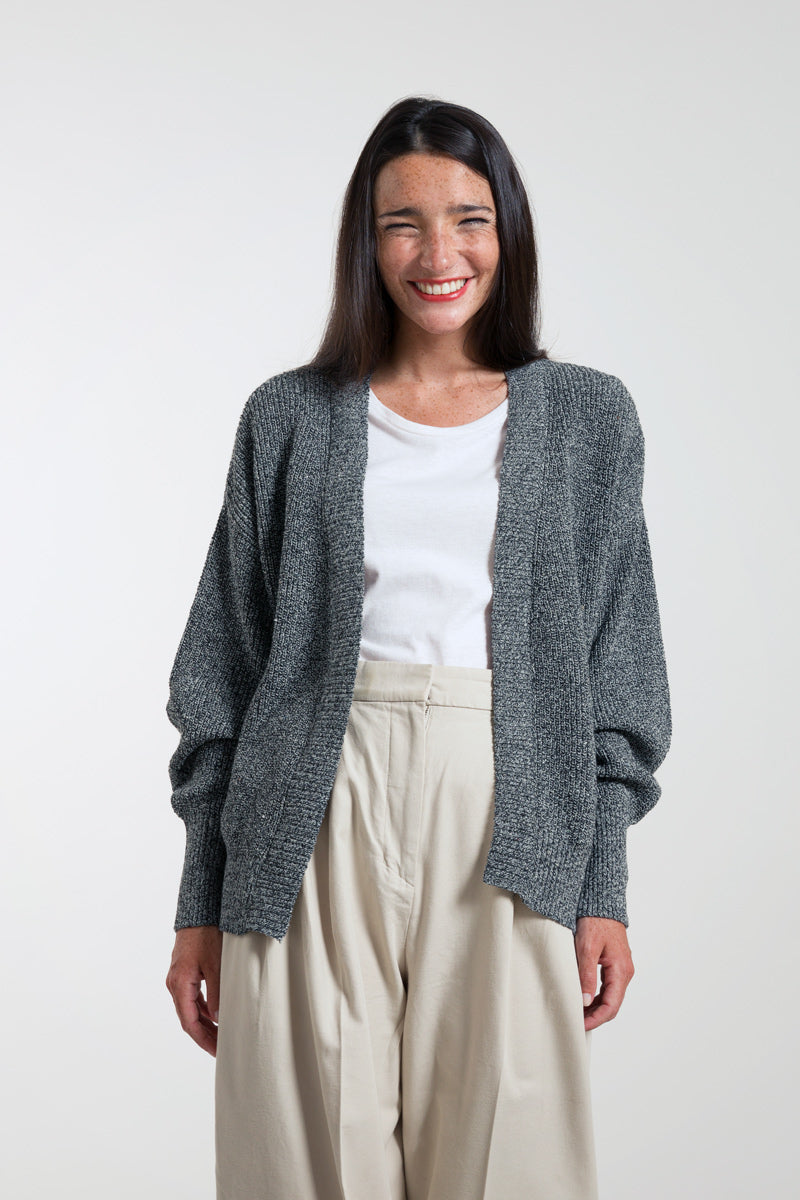 Gilet femme coton recyclé Cara Bleu chiné