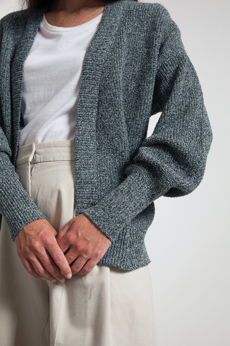Gilet femme coton recyclé Cara Bleu chiné