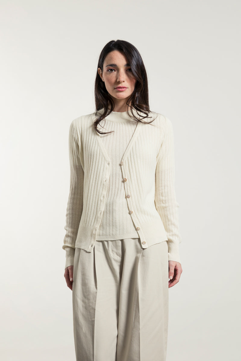 Gilet en soie pour femme Realma Ecru