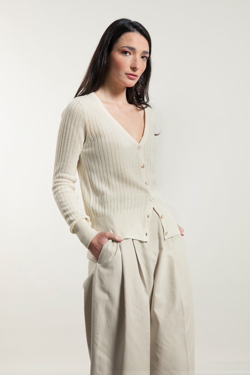 Gilet en soie pour femme Realma Ecru