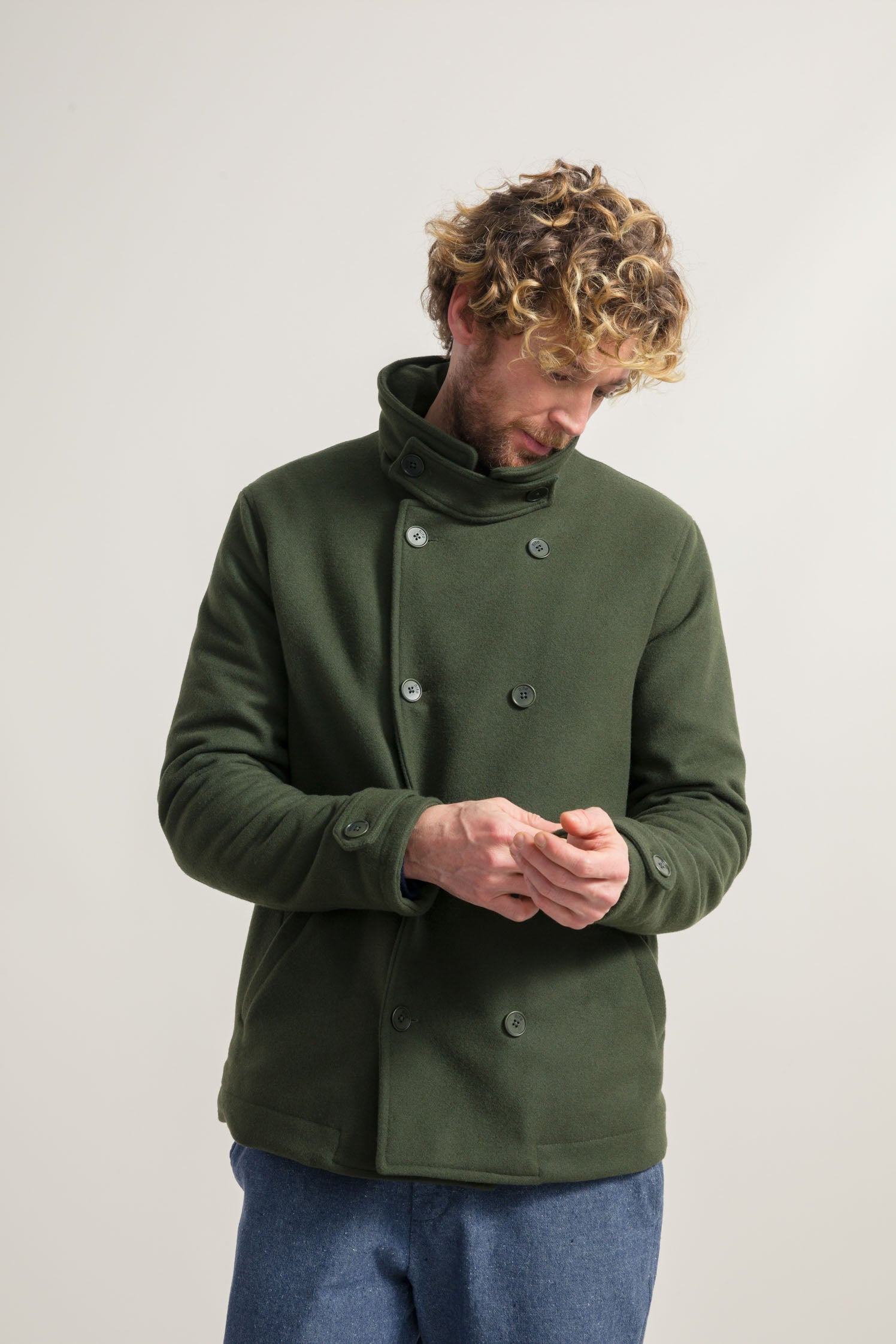 Manteau Homme en laine recyclée ACHAB kaki