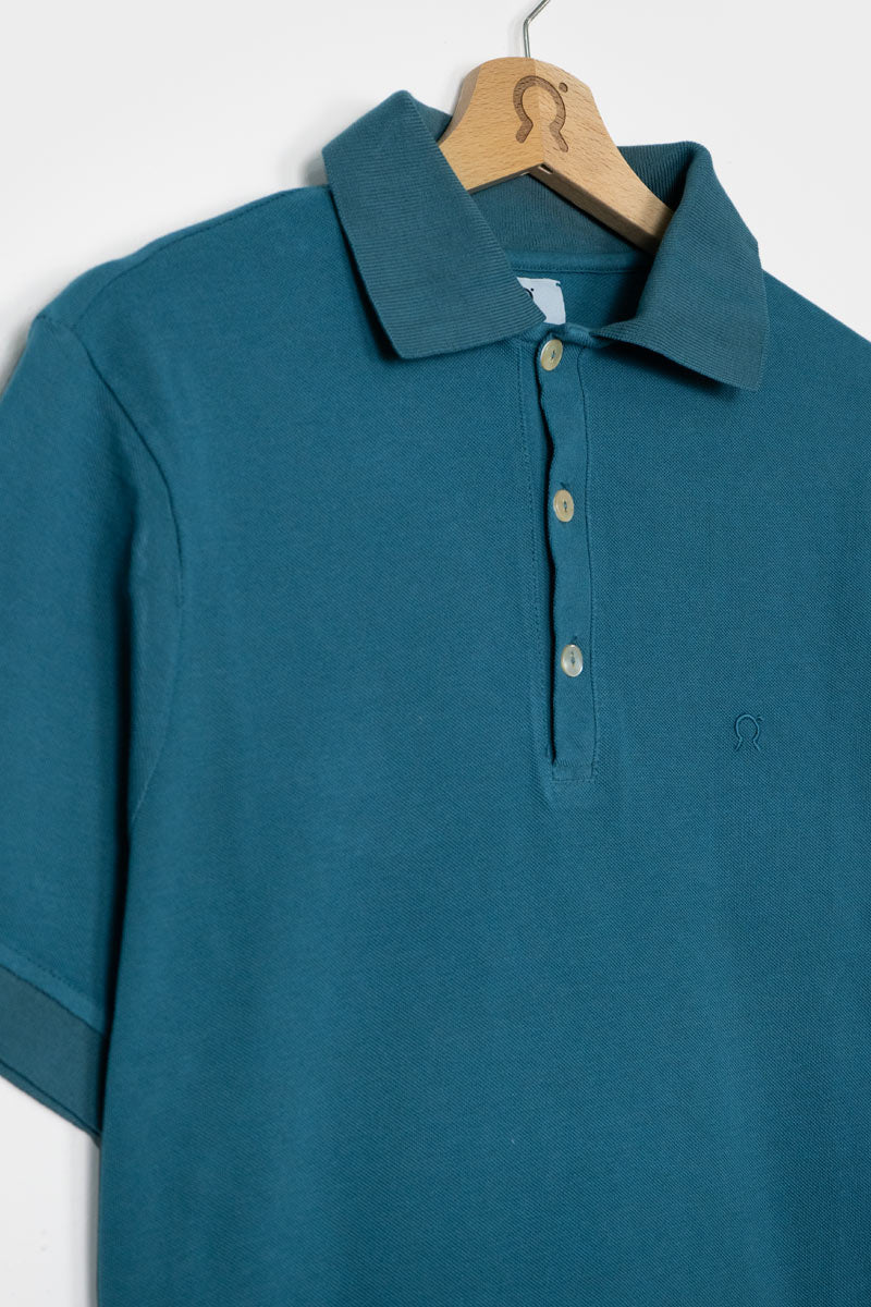 Polo Homme coton bio Felice Vert Paon 