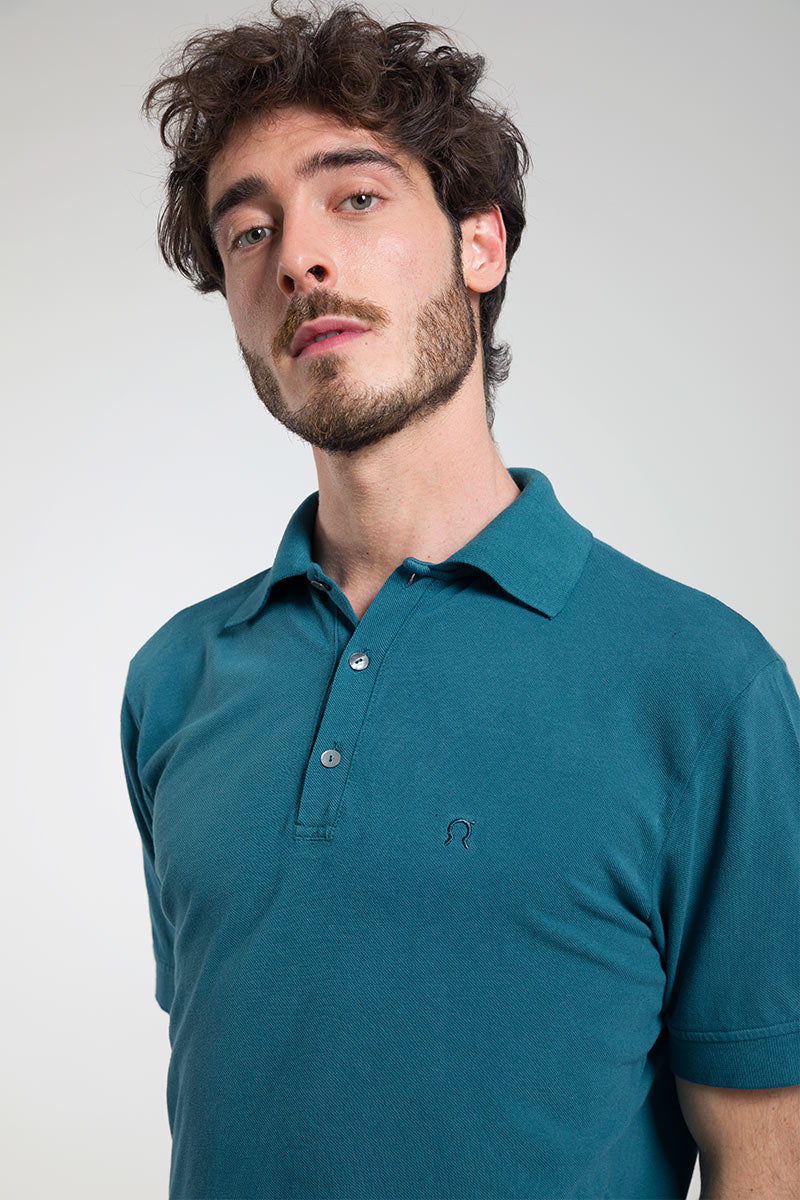 Polo Homme coton bio Felice Vert Paon