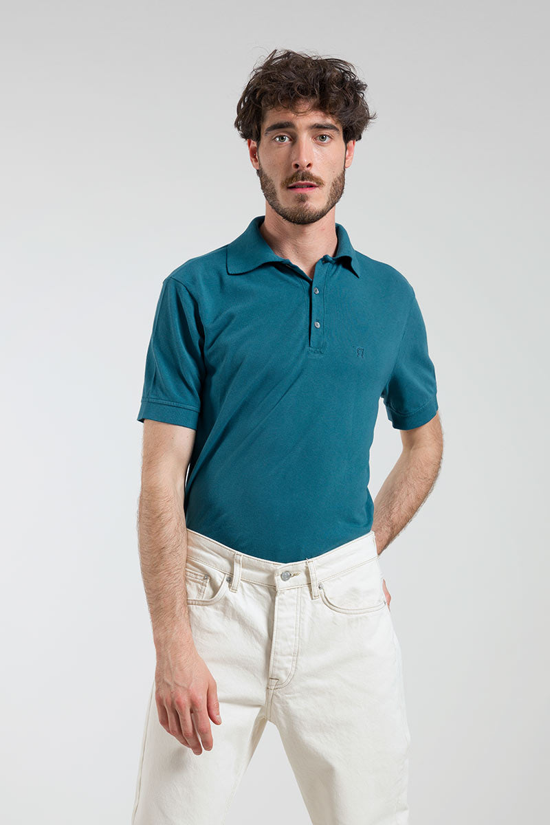 Polo Homme coton bio Felice Vert Paon 