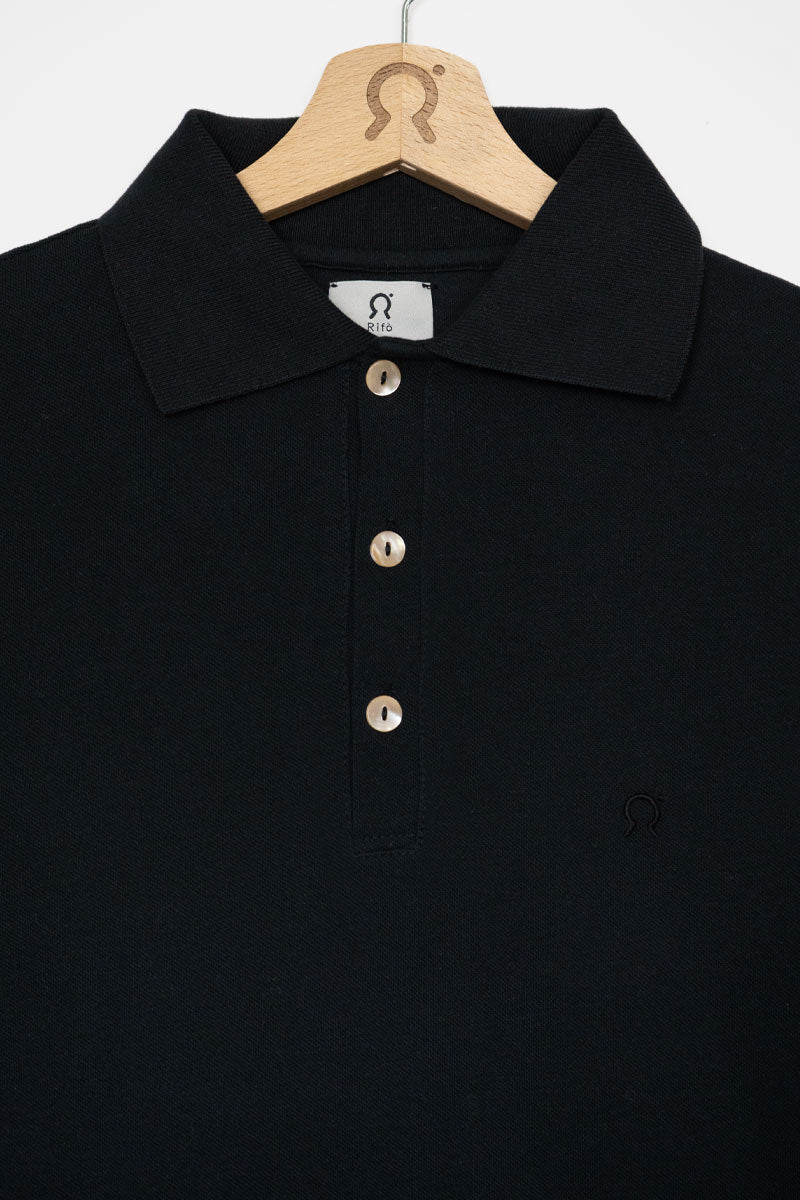 Polo noir homme en coton bio Felice