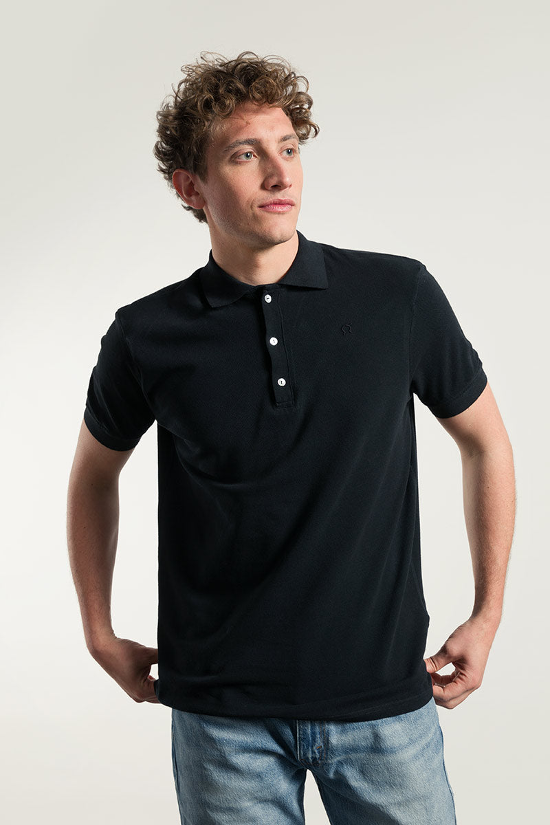 Polo noir homme en coton bio Felice