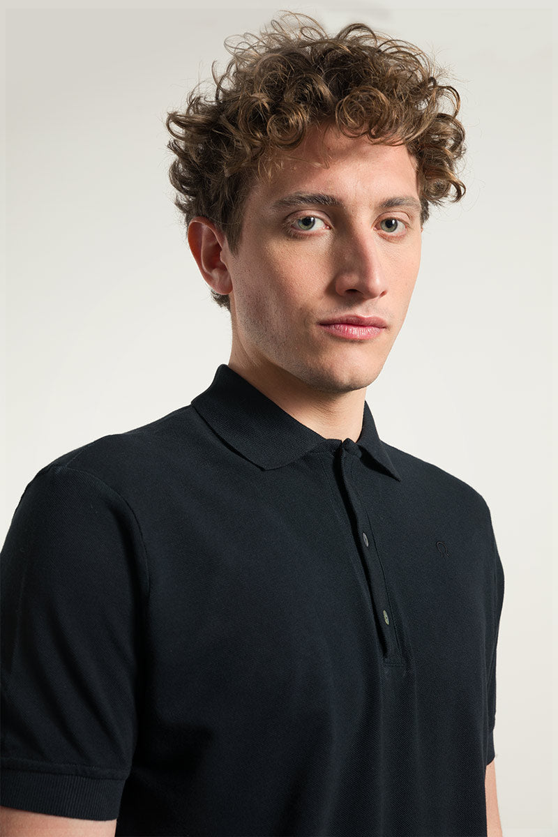 Polo noir homme en coton bio Felice