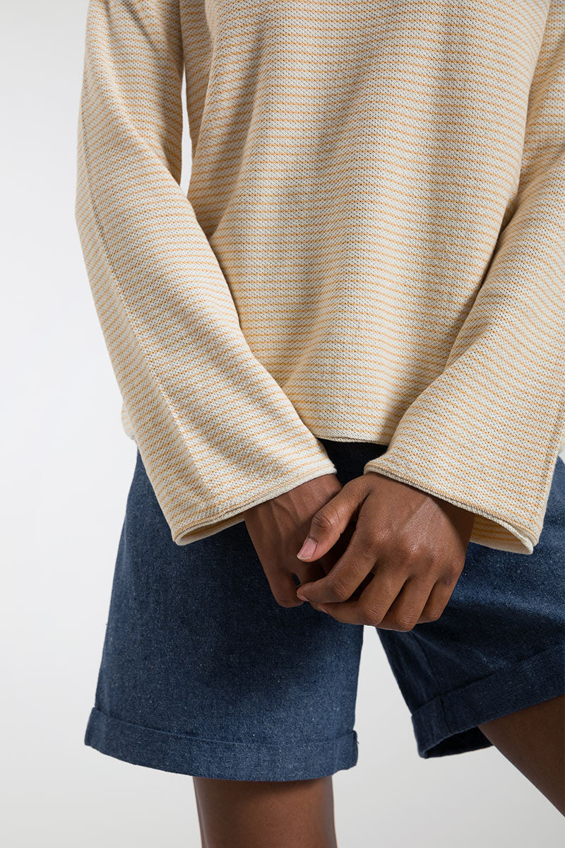 Pull femme col V en coton bio Marion orange