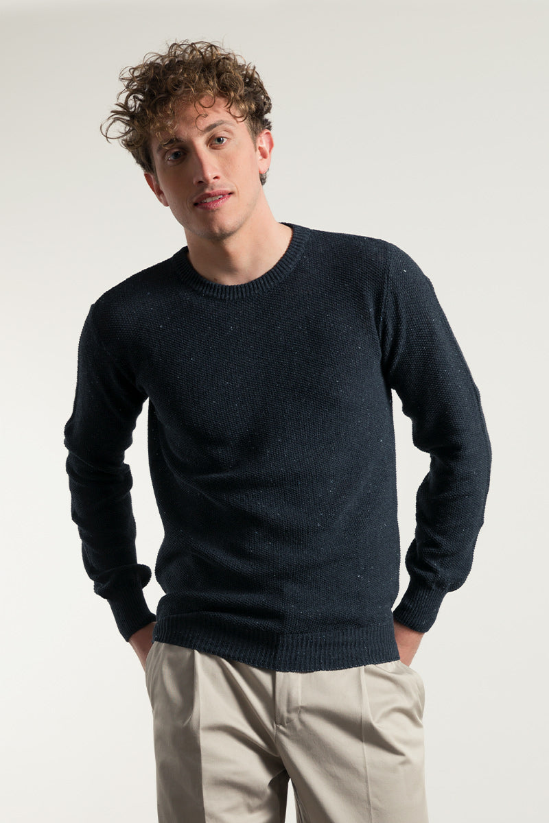 Pull fin noir en Coton recyclé Gino