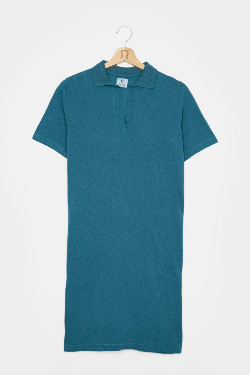 Robe Polo en coton bio Suzanne Vert paon 