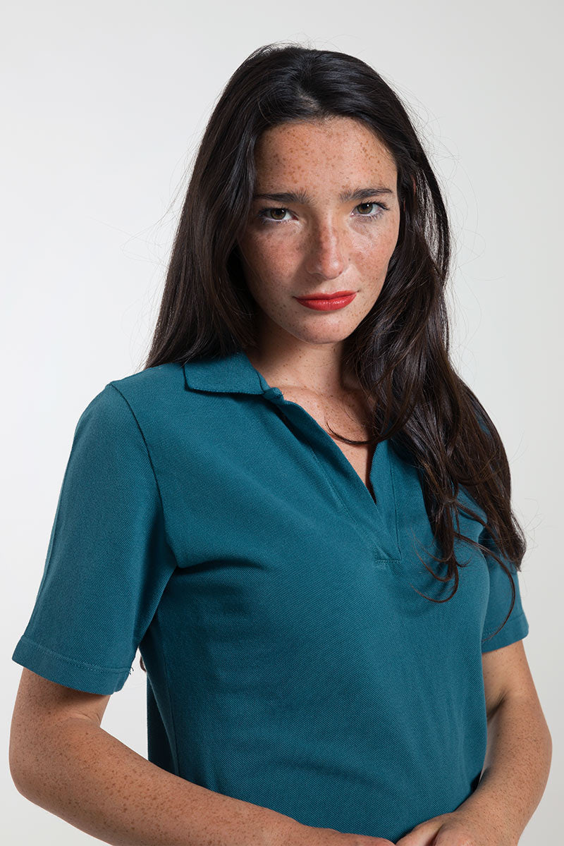 Robe Polo en coton bio Suzanne Vert paon