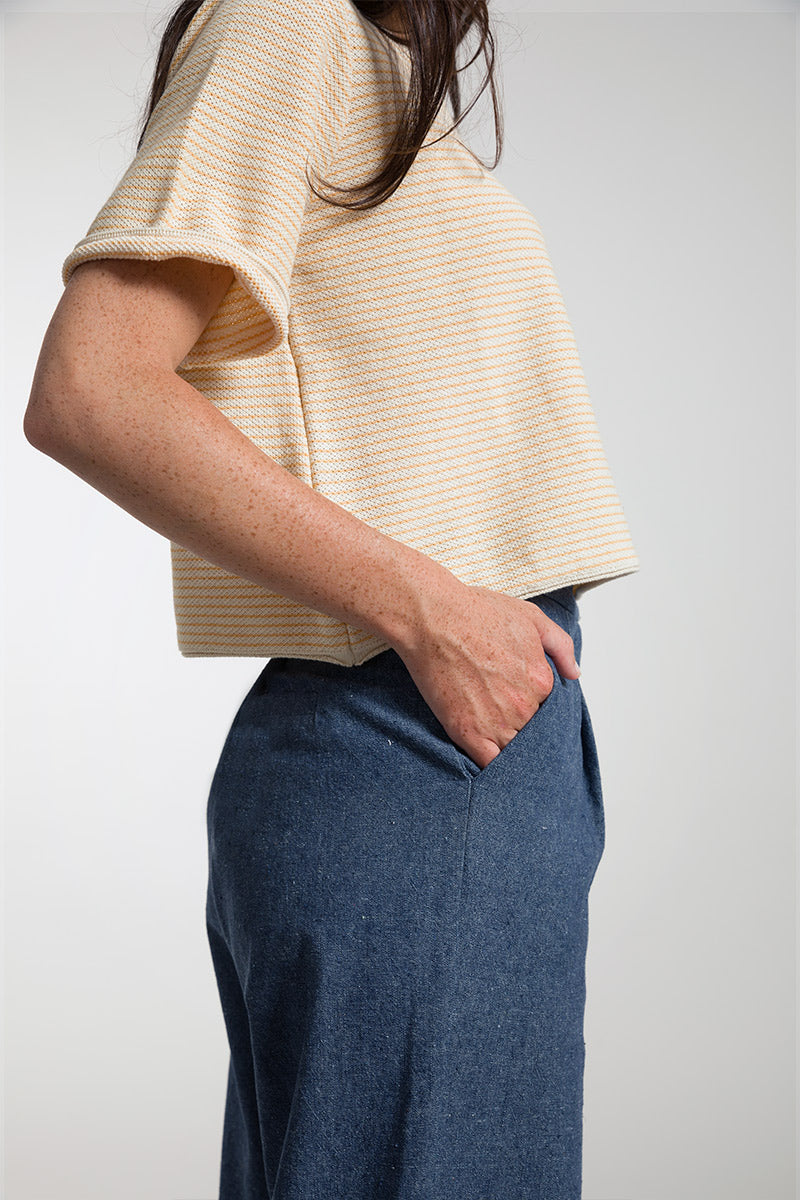 Top cropped et ample en coton Gil orange