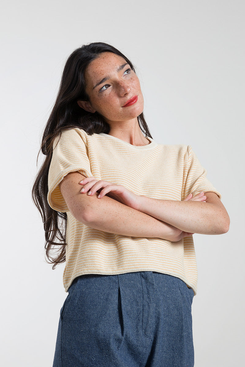 Top cropped et ample en coton Gil orange