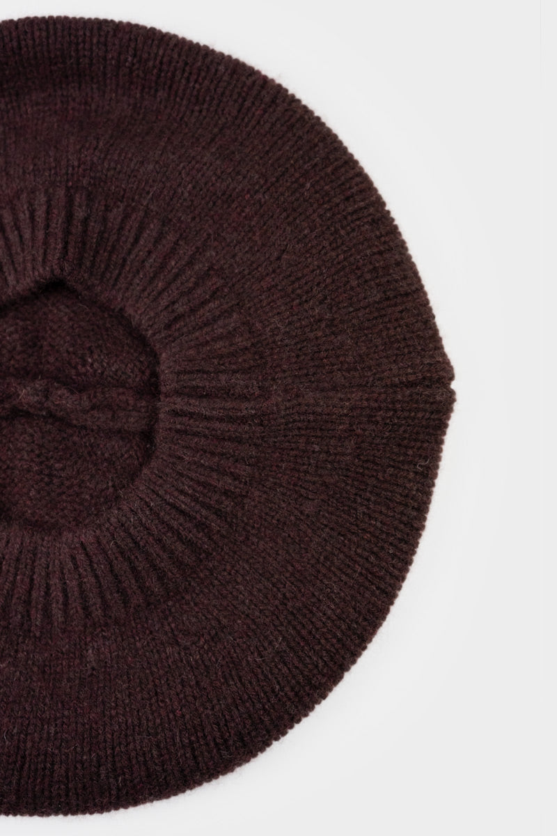 Béret femme marron en cachemire recyclé