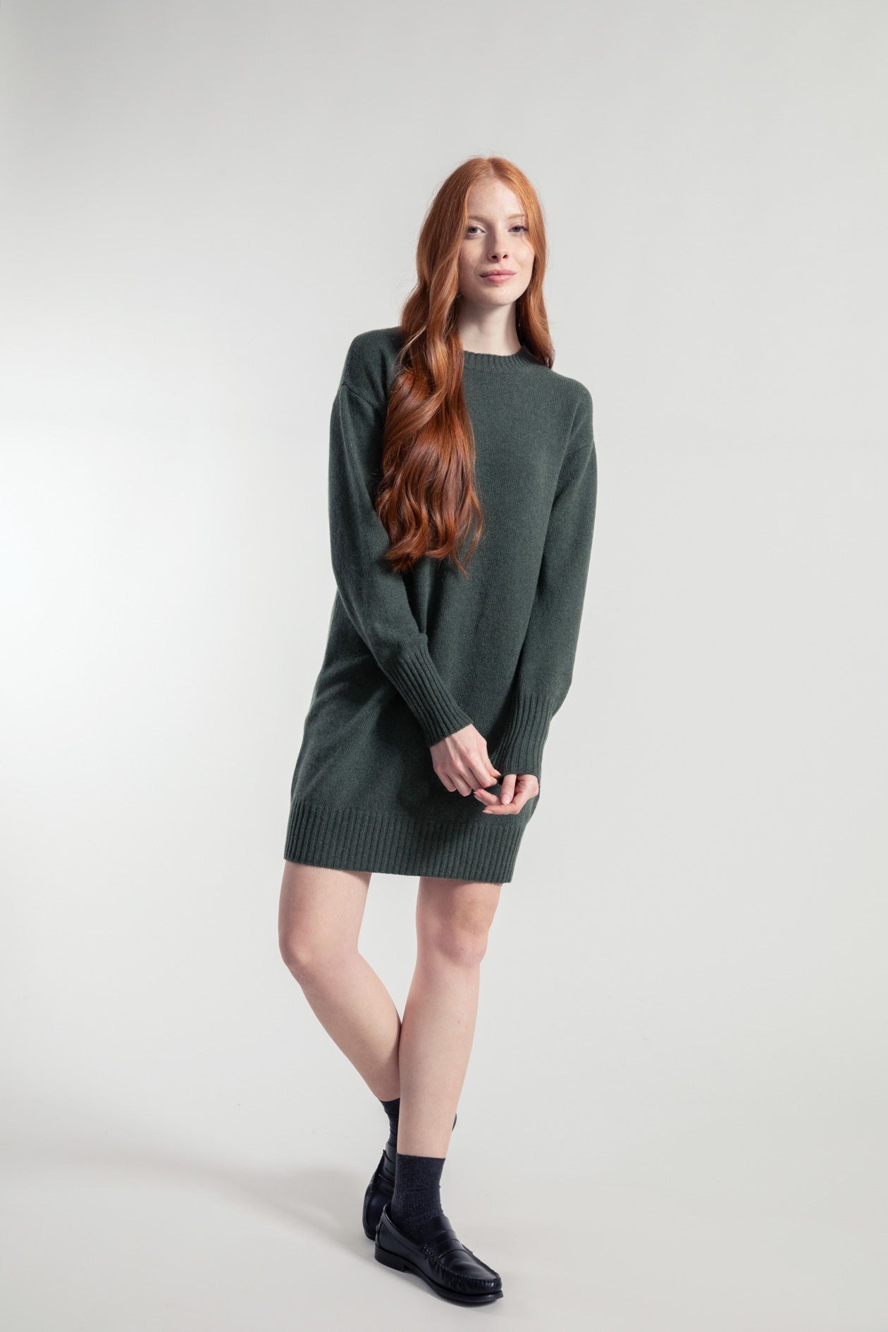 Recycled Wool Dress Selvaggia Forest Green - Rifo Recycled Wool Dress Selvaggia Forest Green - Rifo