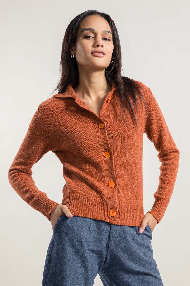 Cardigan en cachemire recyclé Cecilia Rouille