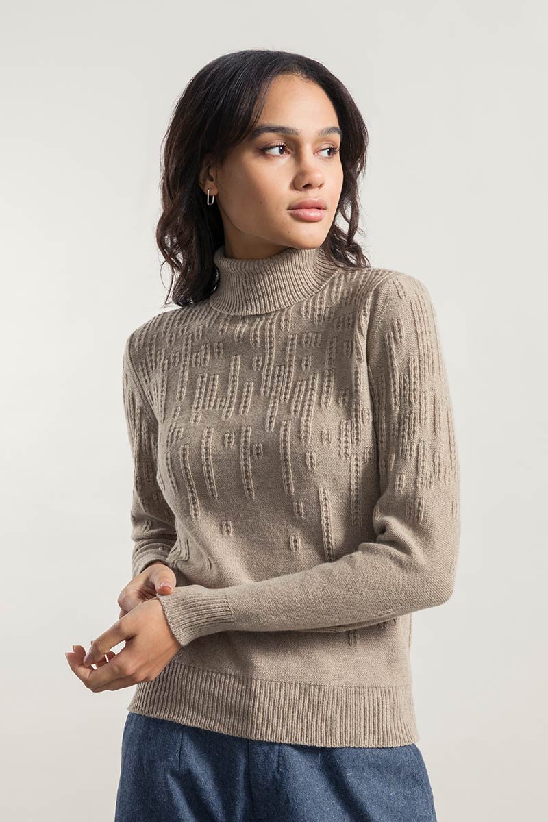 Women's cashmere turtleneck Nilde Beige