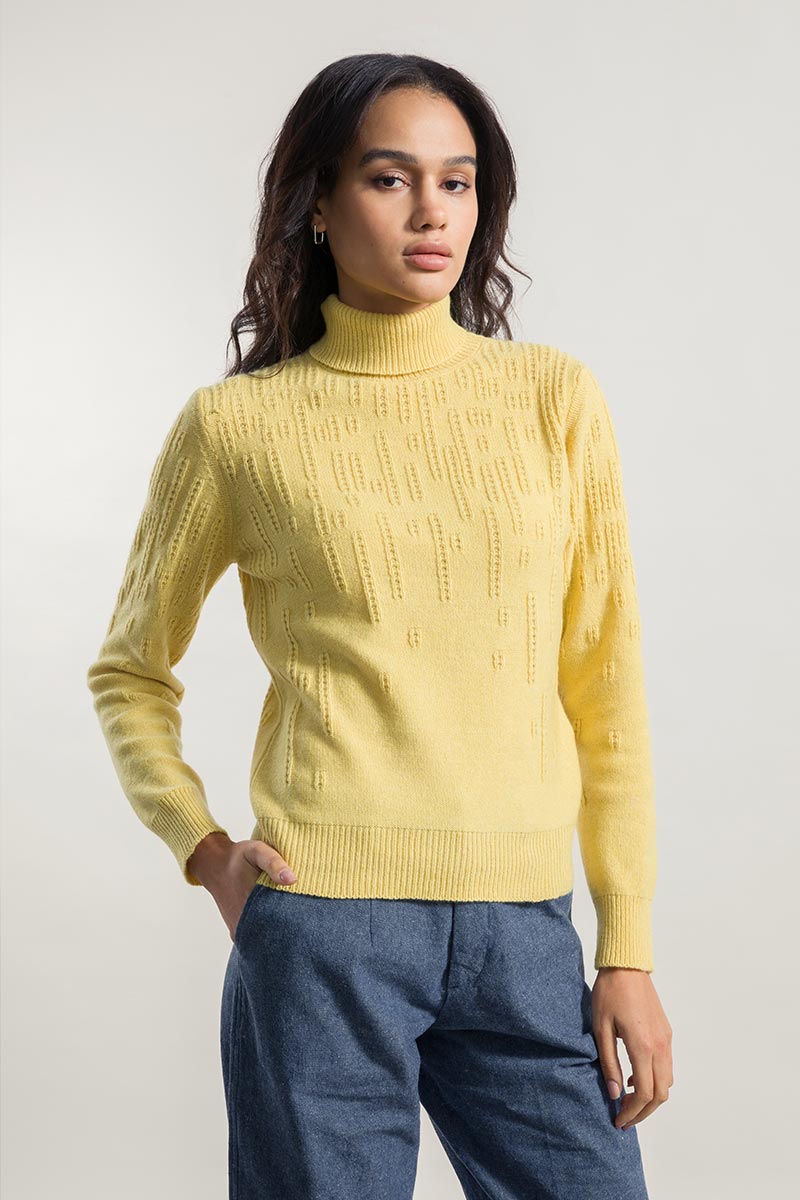 Damen-Rollkragenpullover aus Kaschmir Nilde Gelb