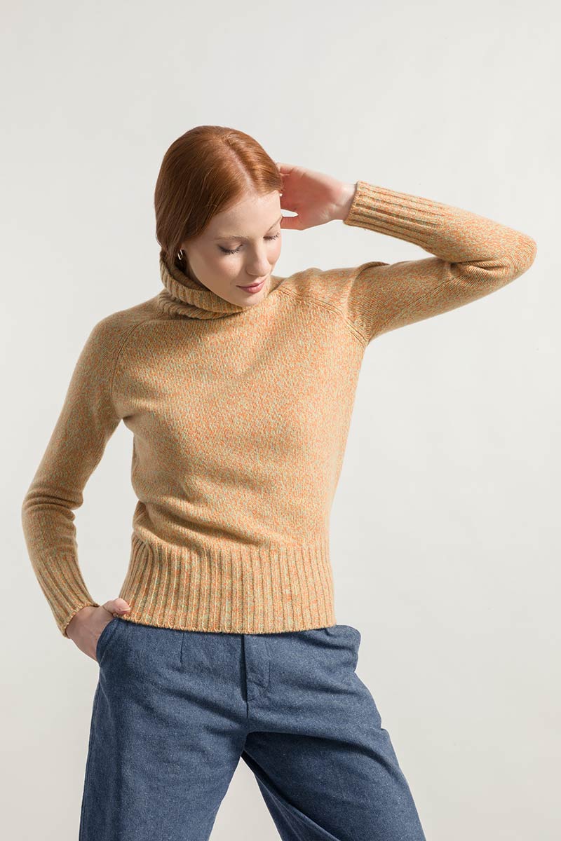 Warm Kaschmir Rollkragen-Pullover Susanna Orange