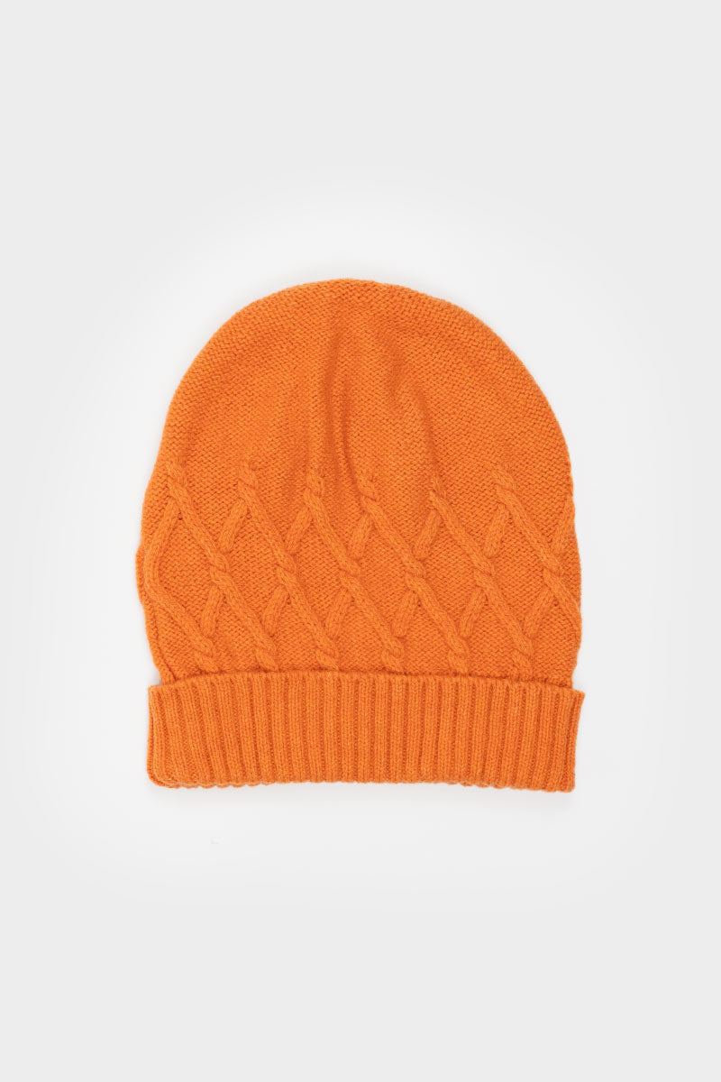 Bonnet en laine torsadée Louis Orange