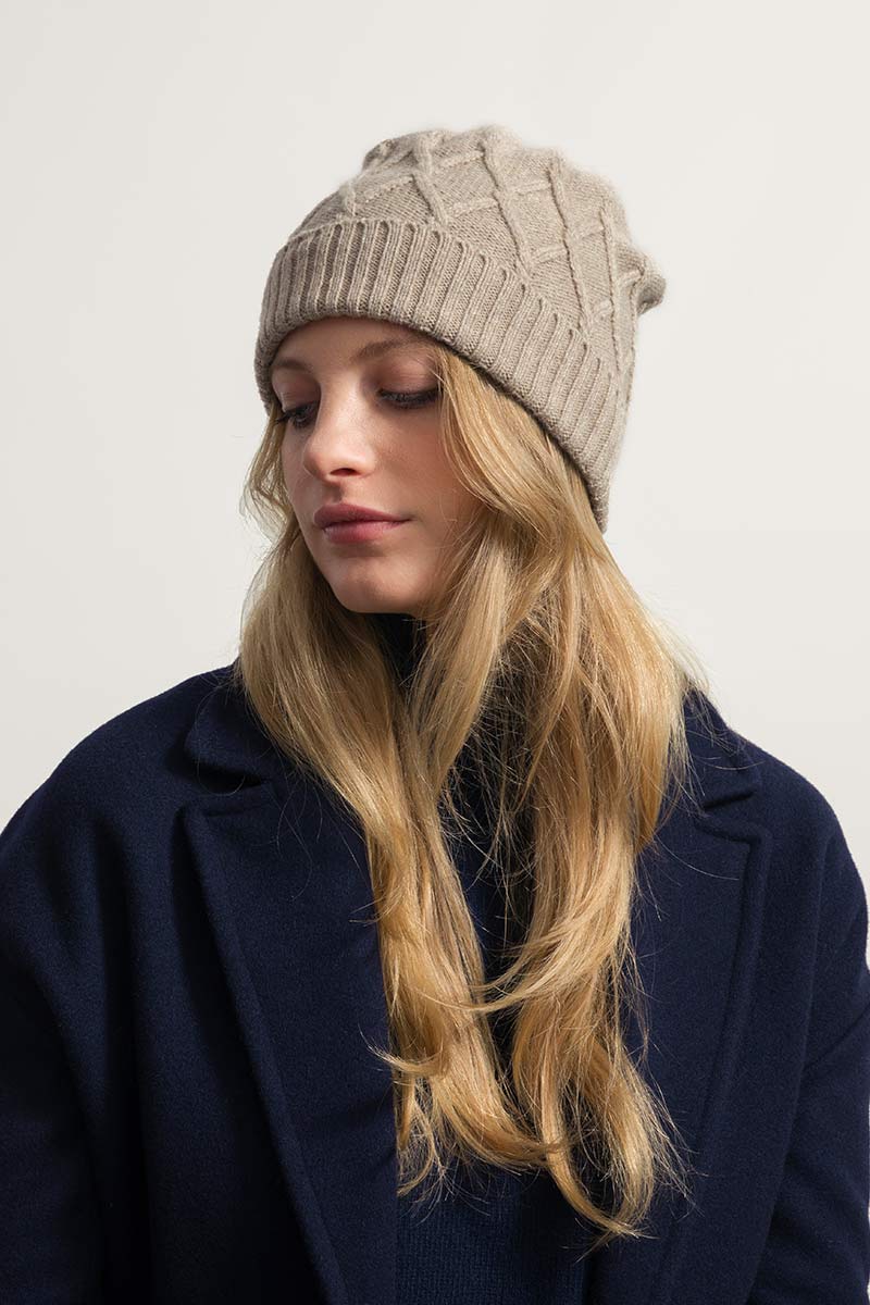 Mütze aus recycelter Wolle Louis Beige