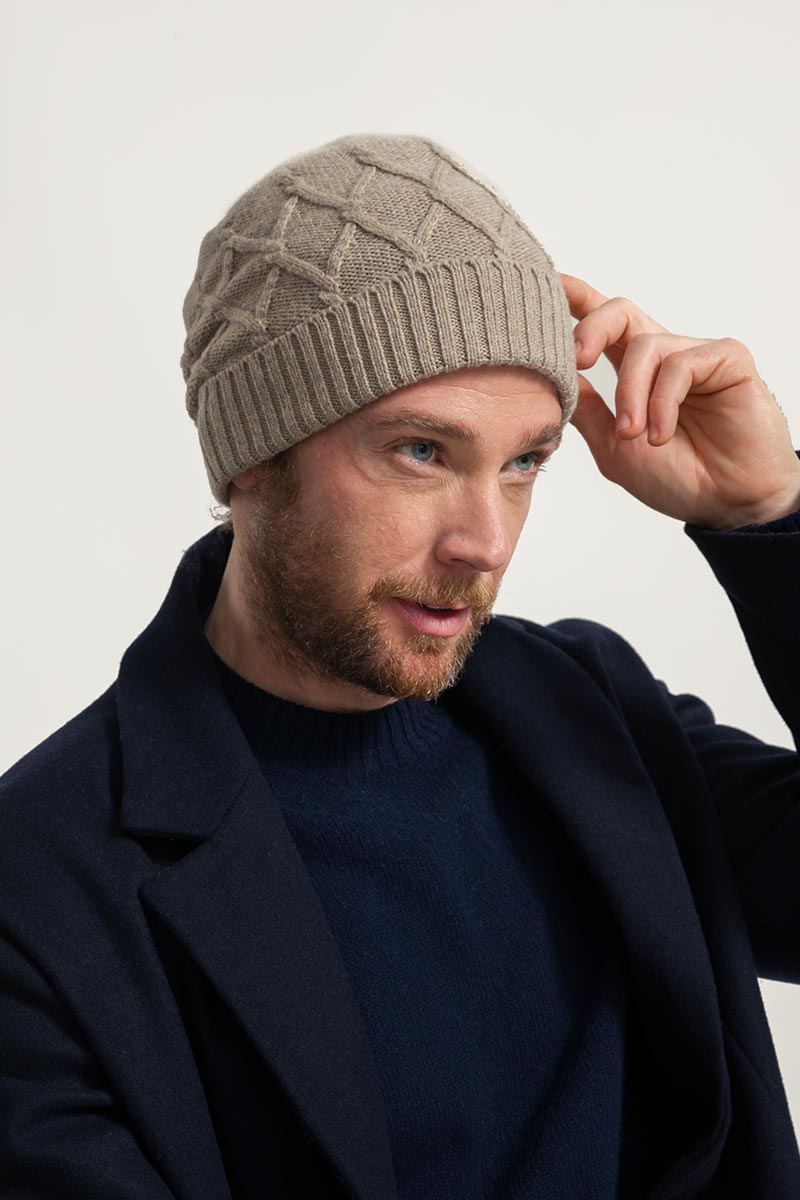 Mütze aus recycelter Wolle Louis Beige