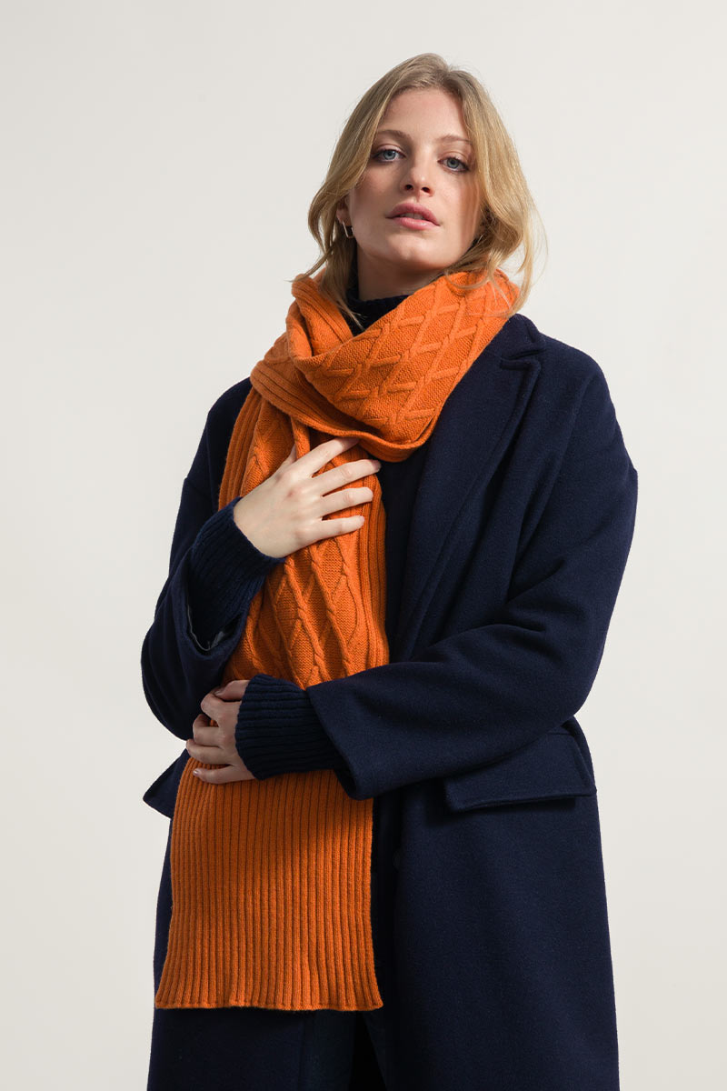 Echarpe en laine torsadée Simone Orange