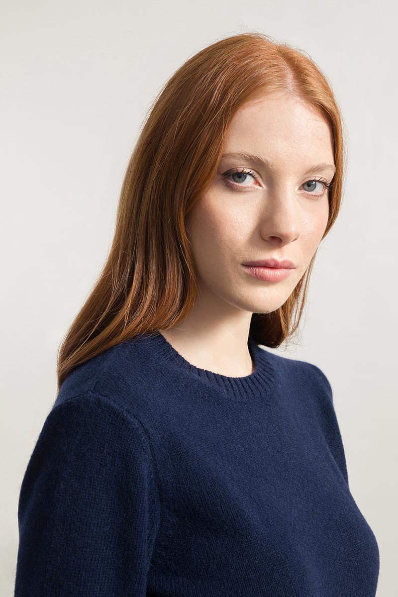 Recycled fine wool Sweater Laura Navy