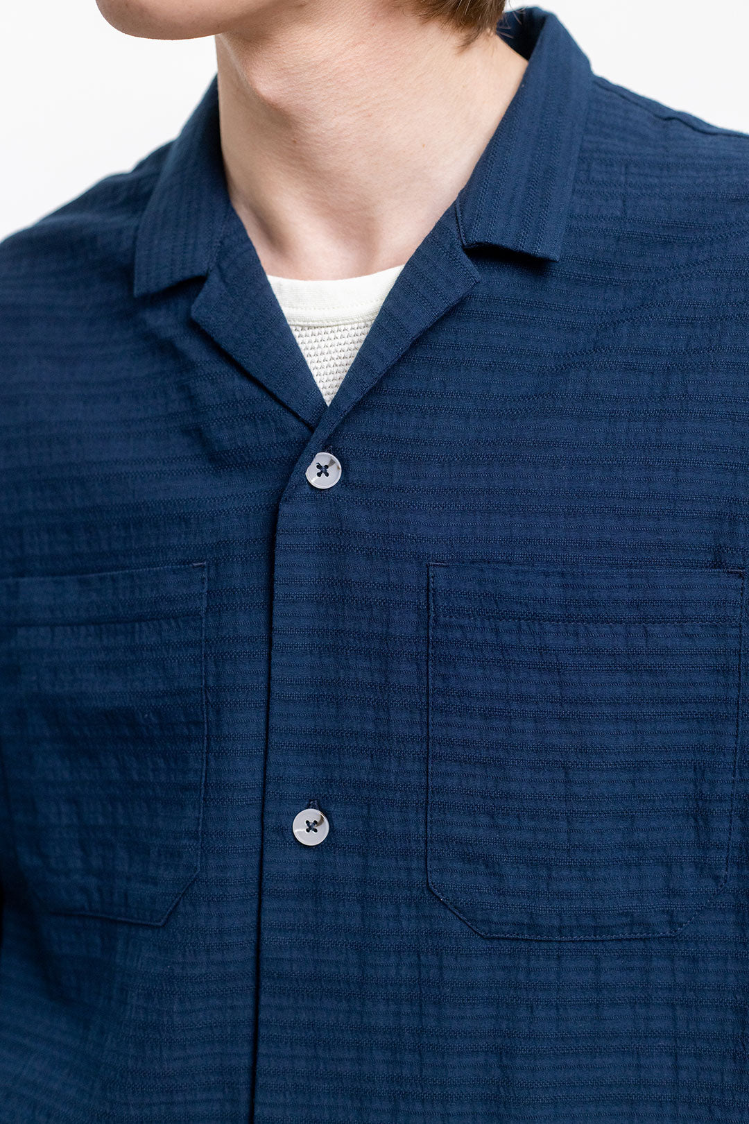Chemise unisexe casual marine en coton bio