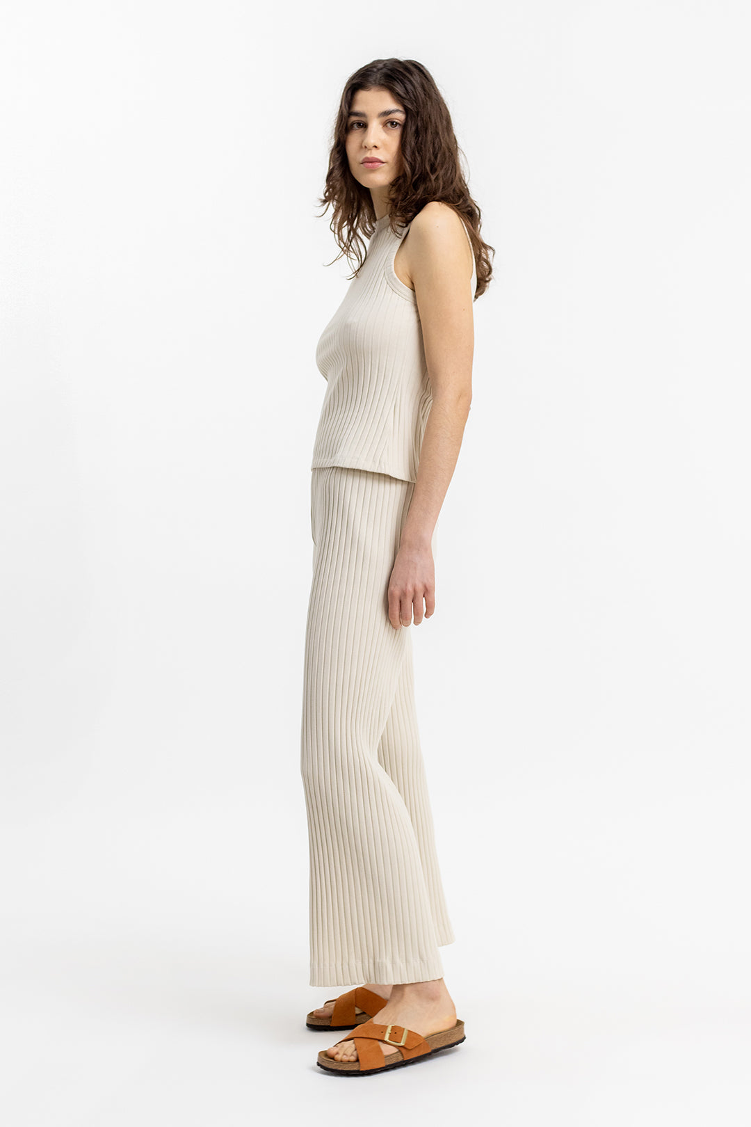 Pantalon lounge femme en coton bio sable
