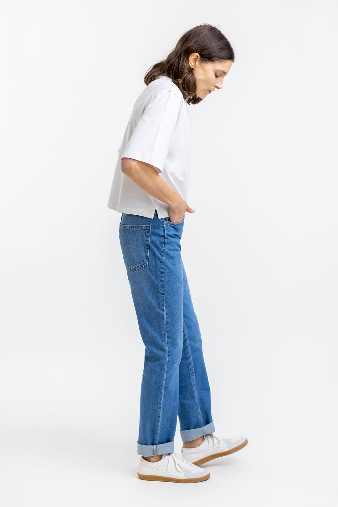 T-shirt blanc cropped en coton bio