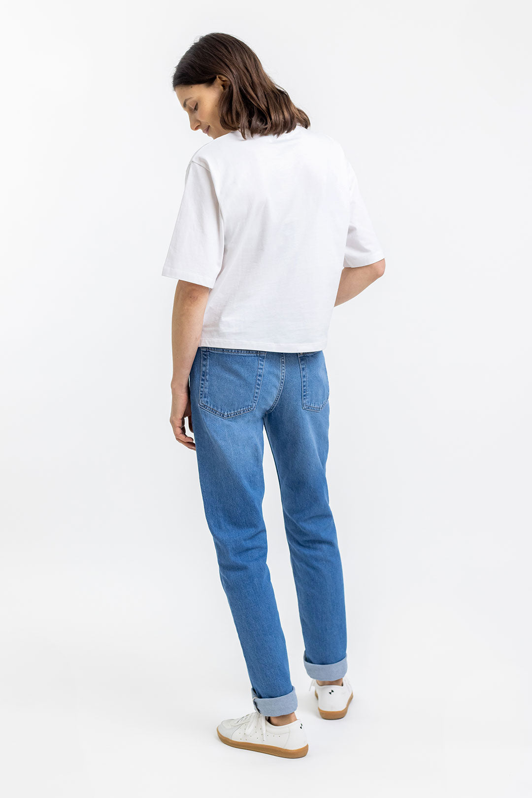 T-shirt blanc cropped en coton bio