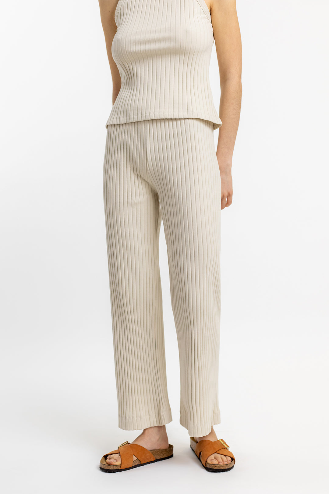 Pantalon lounge femme en coton bio sable