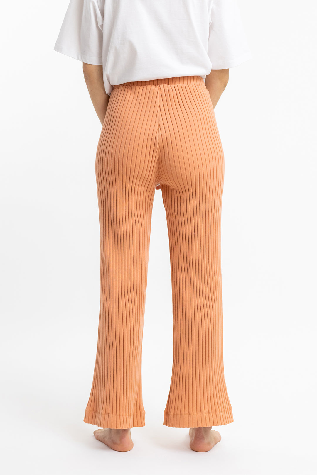 Pantalon lounge femme en coton bio orange