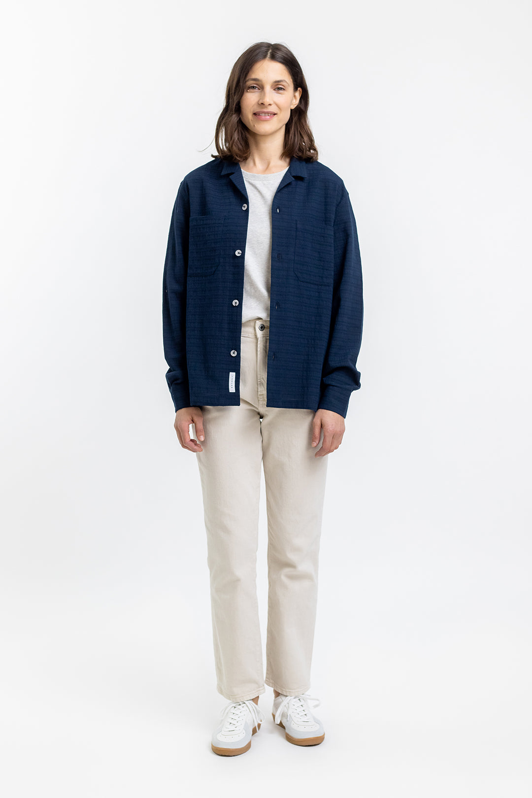 Chemise unisexe casual marine en coton bio
