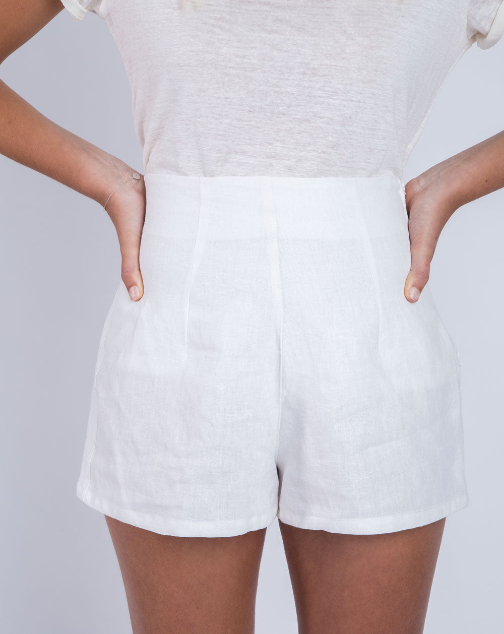 Short en lin Zef Blanc