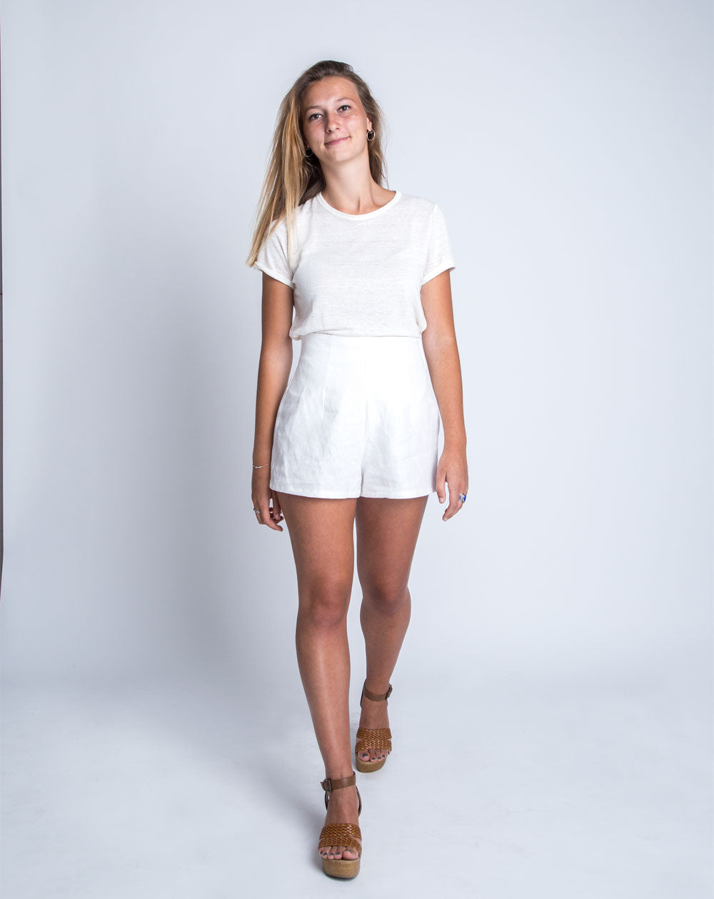 Short en lin Zef Blanc