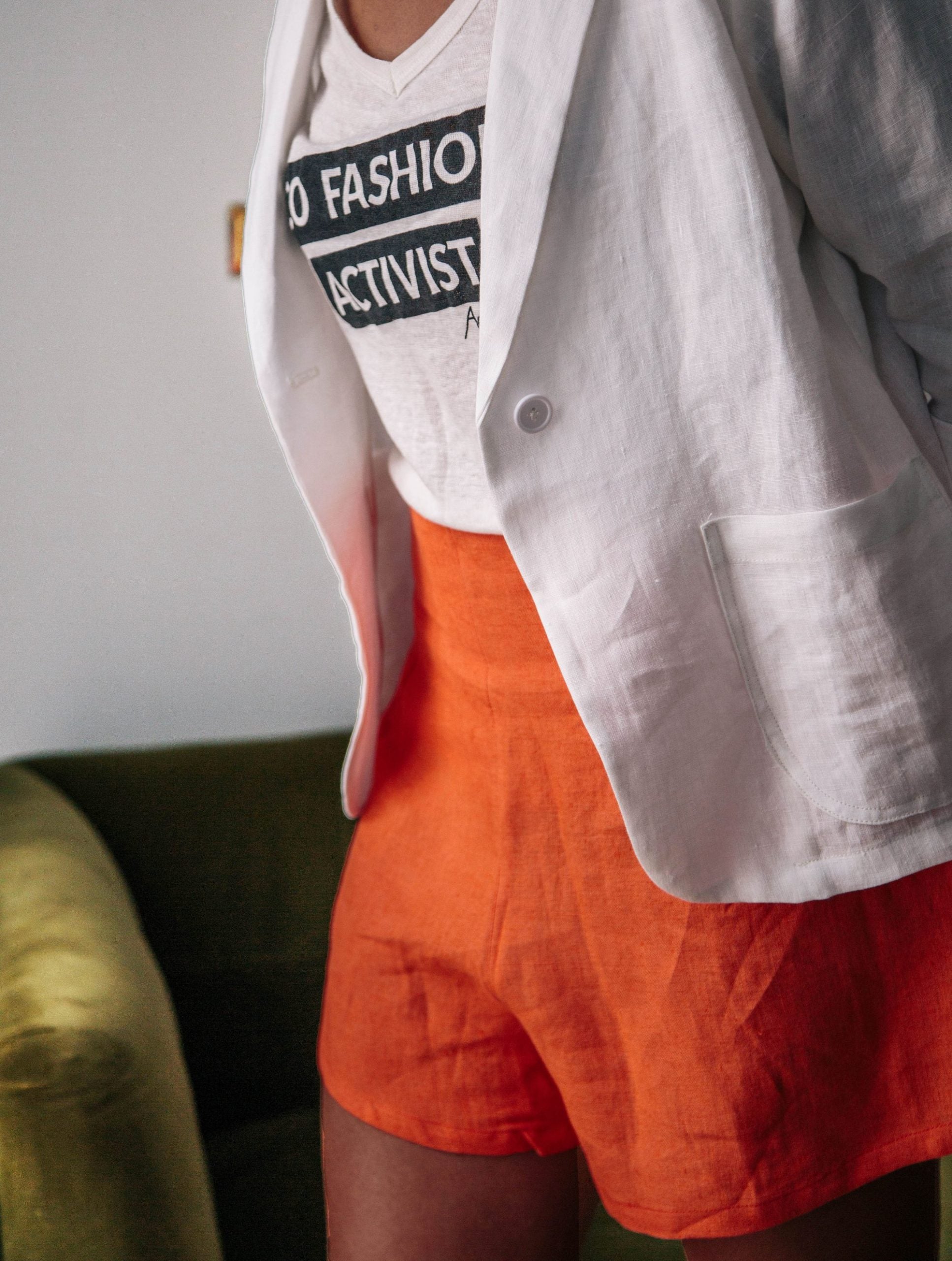 Short en lin Zef Orange