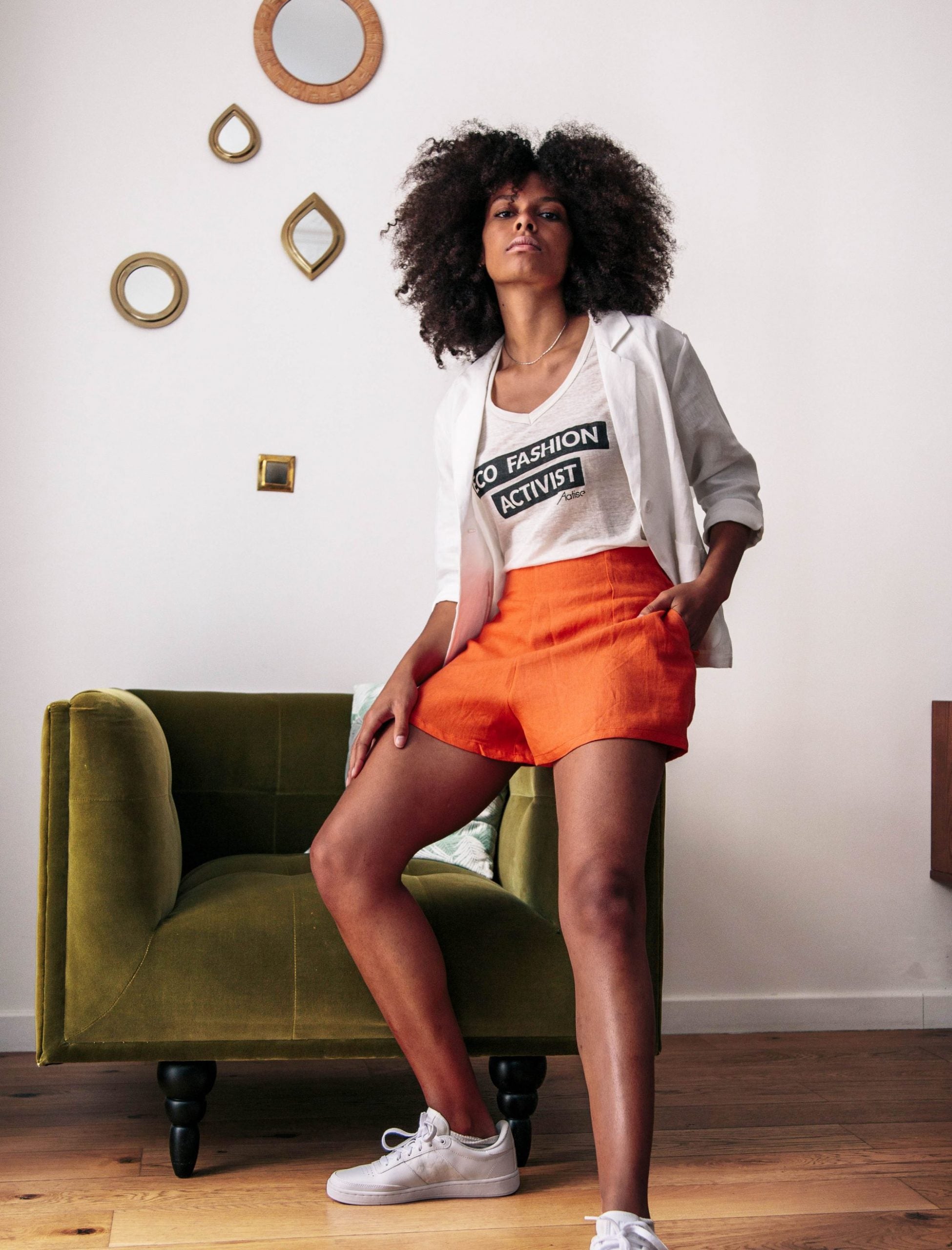 Short en lin Zef Orange