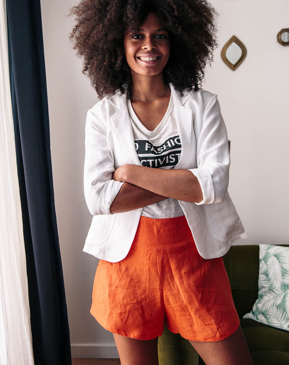 Short en lin Zef Orange